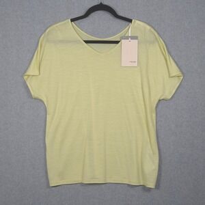 Icebreaker NEW Women Medium Drayden Reversible Short Sleeve Top Citrine Yellow